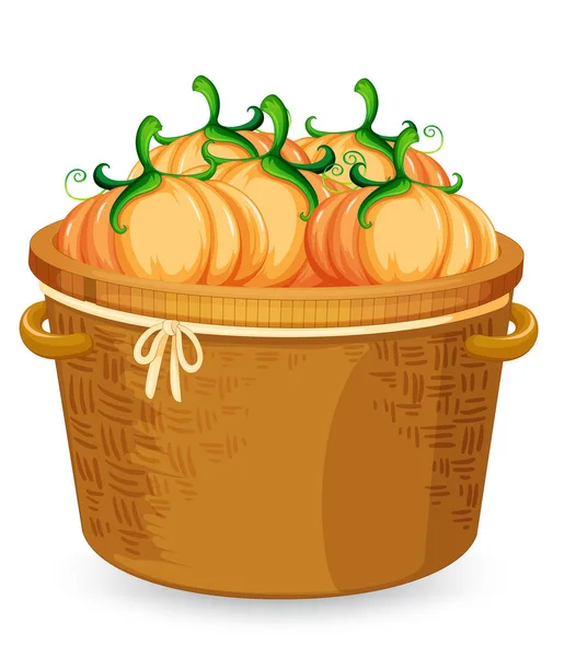 Una Cesta Ilustración Calabaza — Vector de stock