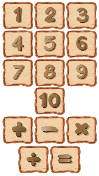 Number Wooden Board Illustration — Stock Vector