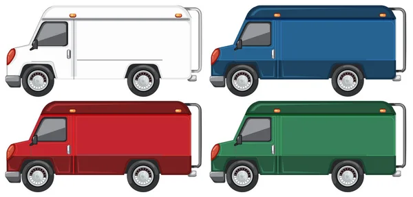 Set Camion Con Illustrazione Colori Diversa — Vettoriale Stock