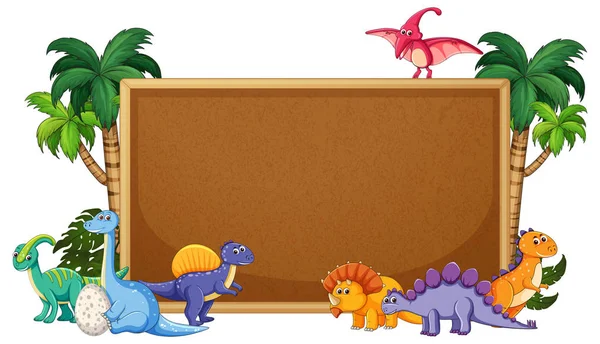 Bir Dinozor Corkboard Illüstrasyon Üzerinde — Stok Vektör