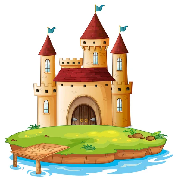 Castello Isolato Sfondo Bianco Illustrazione — Vettoriale Stock