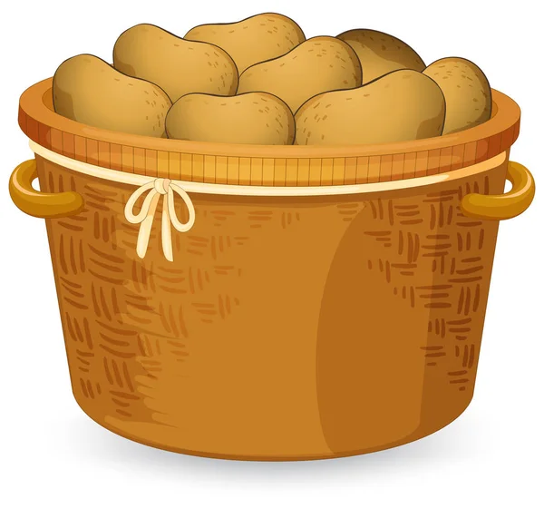 ジャガイモのイラストのバスケット — ストックベクタ