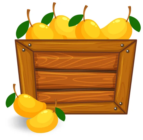 Mango Auf Hölzernen Banner Illustration — Stockvektor