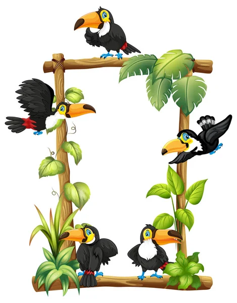 Toucan Wooden Frame Illustration — Stock Vector