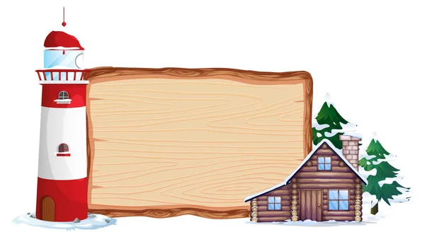 Дерев Яна Дошка Зимовий Будинок Ілюстрація — стоковий вектор