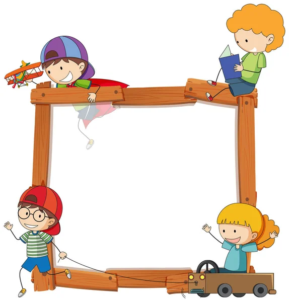 Dzieci Drewniany Baner Ilustracja — Wektor stockowy
