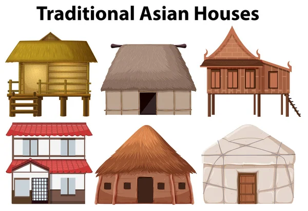 Set Traditional House Illustration — Stock Vector