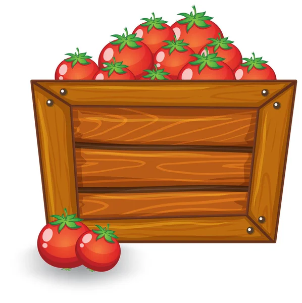 Tomate Ilustração Madeira Placa — Vetor de Stock