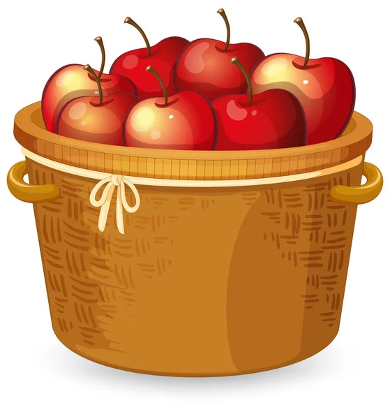 Κόκκινο Μήλο Στην Απεικόνιση Του Καλαθιού — Διανυσματικό Αρχείο