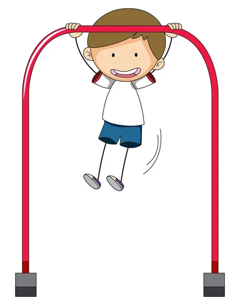 Doodle Αγόρι Κρατώντας Μπαρ Εικονογράφηση — Διανυσματικό Αρχείο