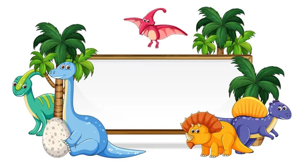 Många Dinosaurier Whiteboard Illustration — Stock vektor