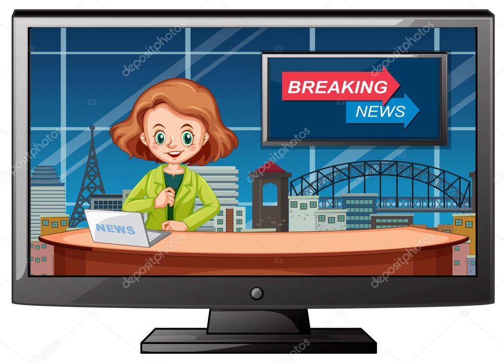 Live breaking news in studio illustration