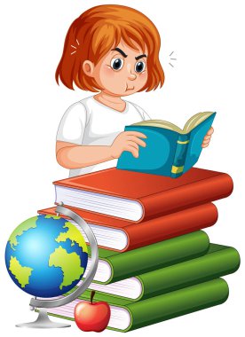 Şişman kız kitap Illustration okuma