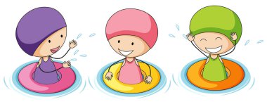 Su çizimde oynayan çocuklar doodle