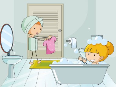 Bathroon resimde Doodle kids