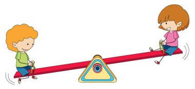 Tahterevalli beyaz oynayan çocuklar arka plan illüstrasyon