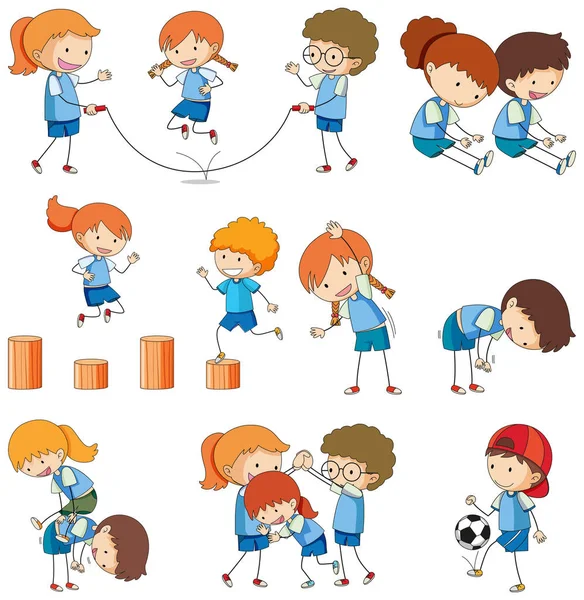 Set Children Playing Illustration — Stock Vector