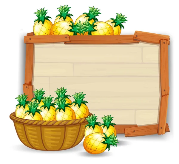 Pineapple Wooden Board Illustration — Stock Vector