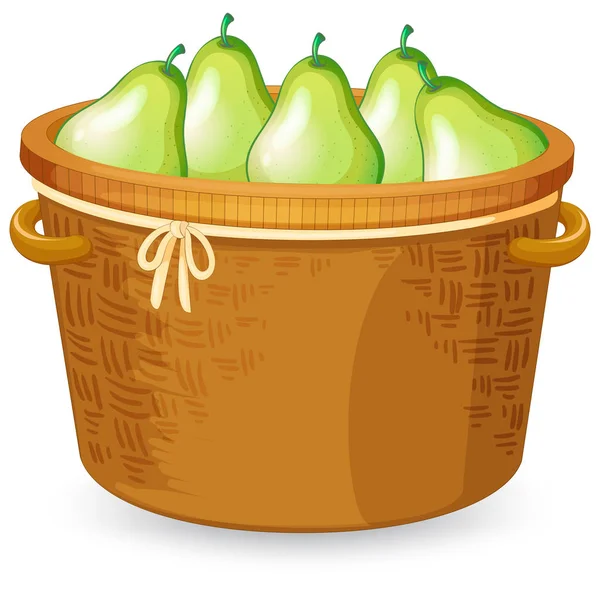 Basket Pear Illustration — Stock Vector