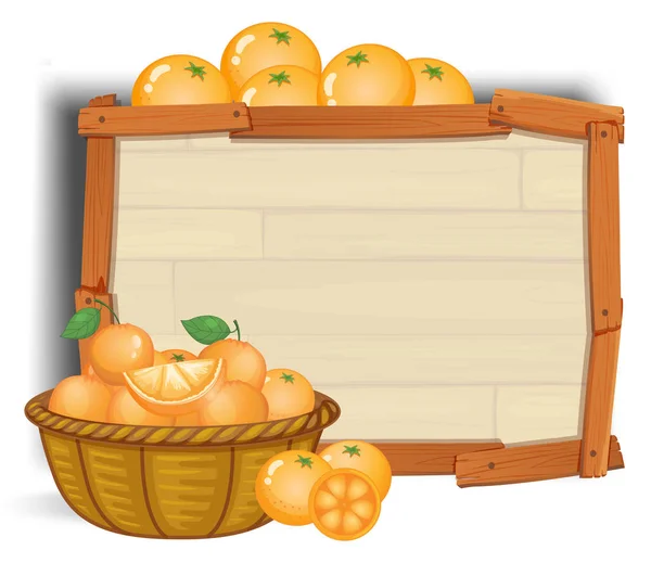 Orange Med Trä Banner Illustration — Stock vektor