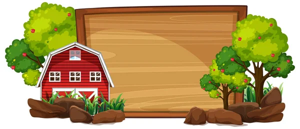 Rural House Wooden Board Illustration — Stock Vector