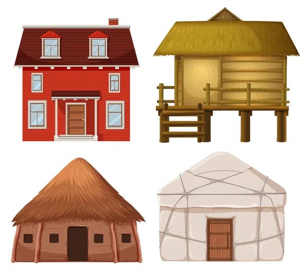 Set Van Afbeelding Van Traditioneel Huis — Stockvector