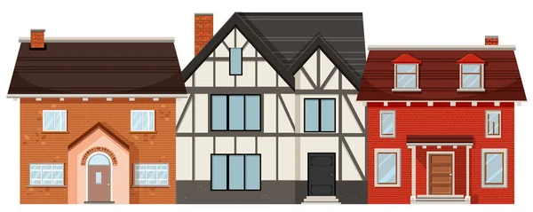 不同的房子在白色背景例证 — 图库矢量图片
