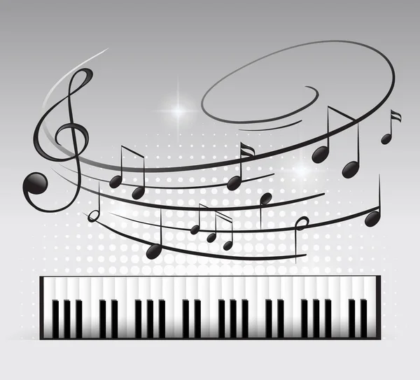 Teclado Musical Ilustración Notas — Vector de stock