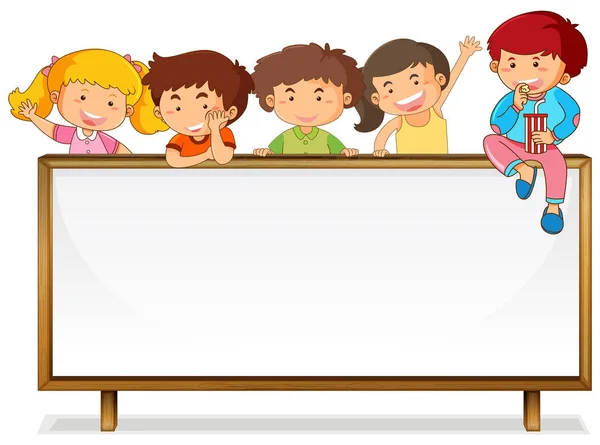 Kinder Auf Whiteboard Banner — Stockvektor