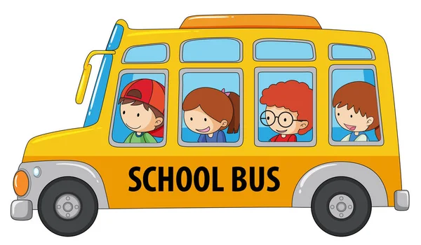 Student Nemen Afbeelding Van Schoolbus — Stockvector