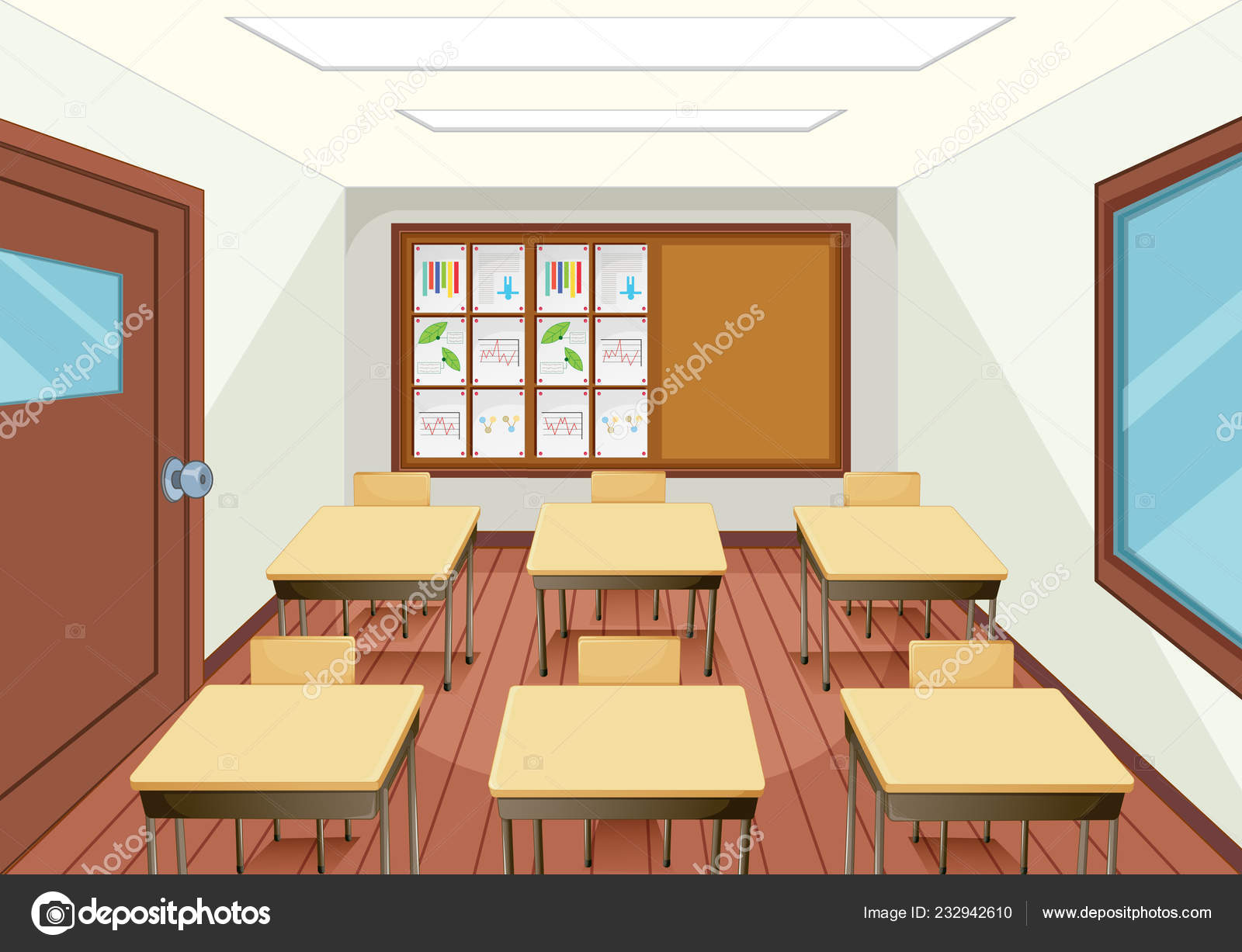 Empty Classroom Interior Design Illustration Stock Vector Image by  ©interactimages #232942610