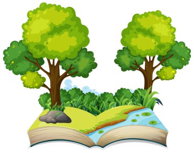 İzole açık kitap doğa Tema illüstrasyon