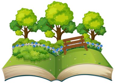 İzole açık kitap doğa Tema illüstrasyon