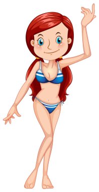 Bikini illüstrasyon giyen genç bir gencin
