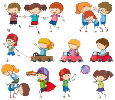 Resimde oynayan çocuklar kümesi