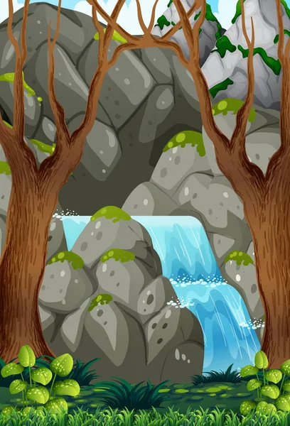 Naturaleza Agua Bosque Ilustración — Vector de stock