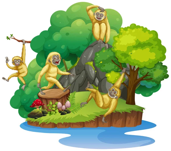 Chimpanzee Isolated Island Illustration — Stock Vector