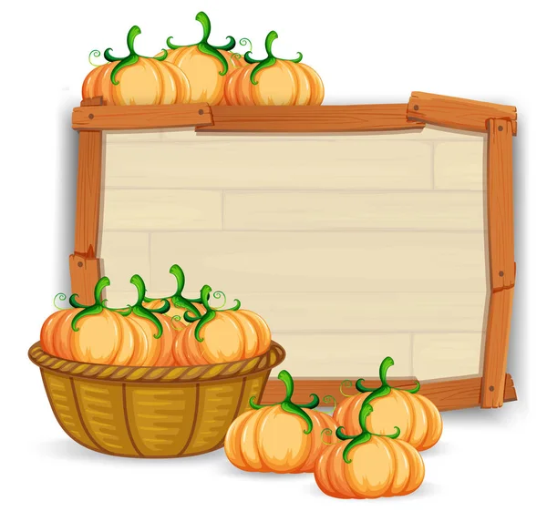 Pumpkin Wooden Board Illustration — Stock Vector