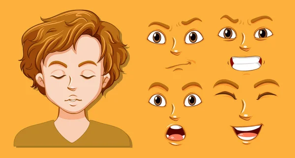 Ensemble Illustration Expression Faciale Homme — Image vectorielle