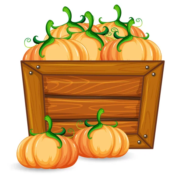 Pumpkin Wooden Banner Illustration — Stock Vector