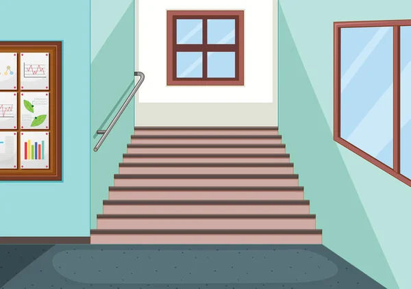 Interior Escuela Escalera Ilustración — Vector de stock