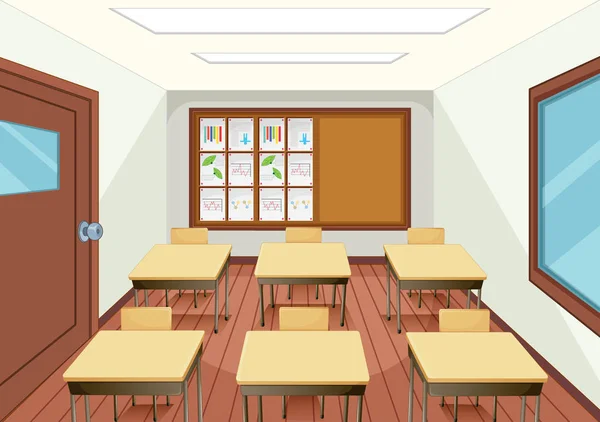 Leere Klassenzimmer Innenarchitektur Illustration — Stockvektor