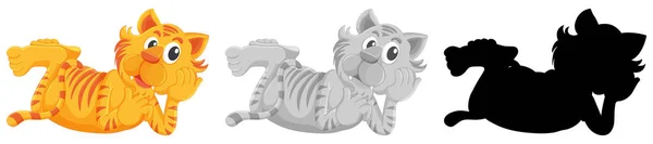 Set Tiger Character Illustration — Stock Vector