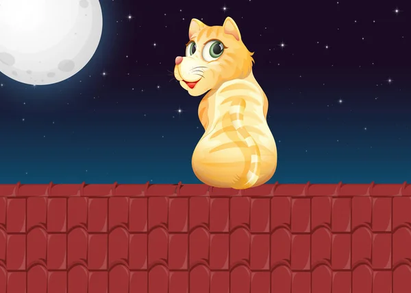 Kedi Üzerinde Çatı Çizimi — Stok Vektör