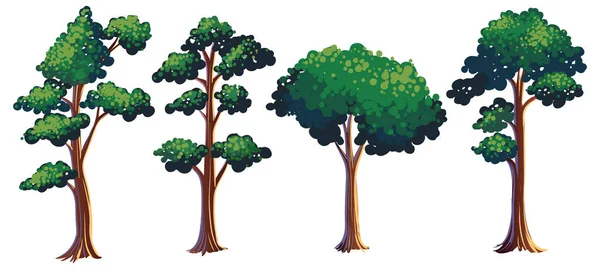 異なるツリーイラストのセット — ストックベクタ