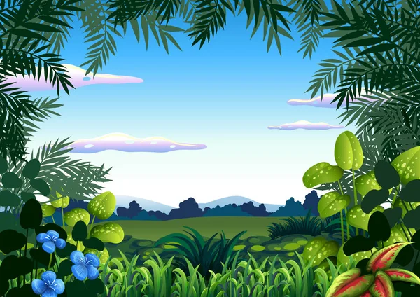 Een Jungle Thema Sjabloon Illustratie — Stockvector