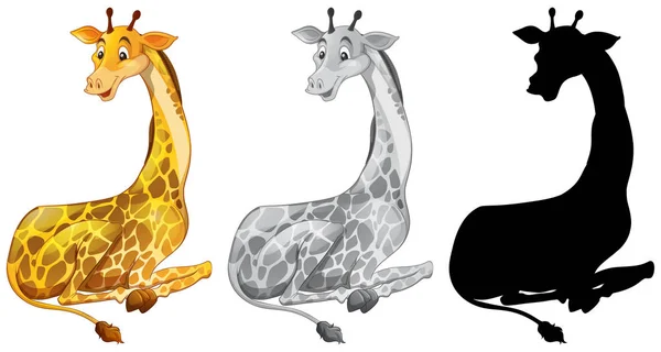 Uppsättning Giraff Karaktär Illustration — Stock vektor