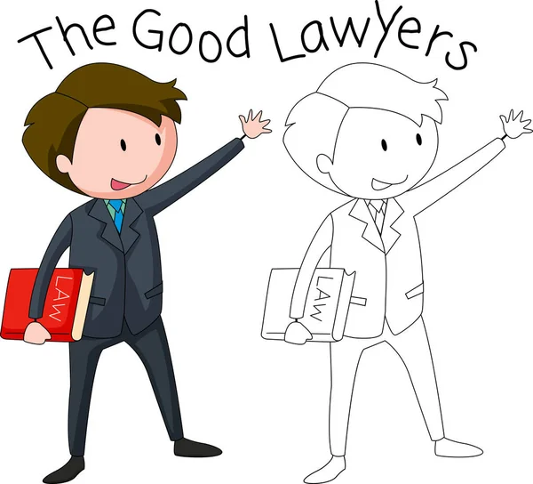 Doodle Lawyer Character Illustration — Stock Vector