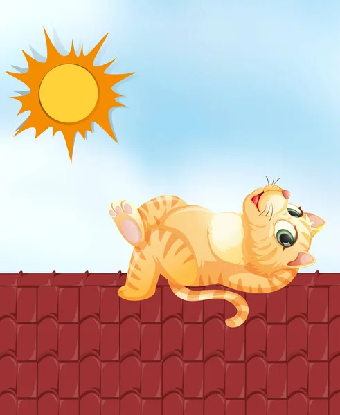 怠惰な猫の屋根図 — ストックベクタ
