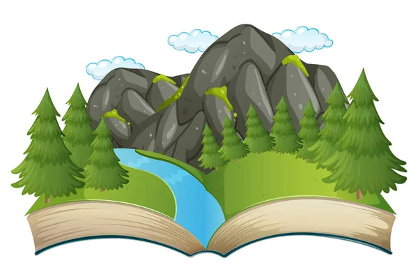 Open Book Nature Theme Illustration — Stock Vector